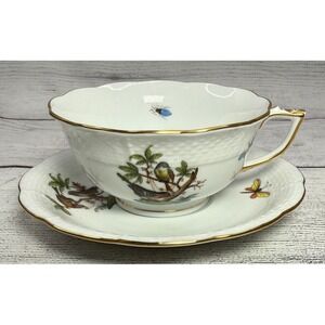 Herend Rothschild Bird Footed Cup & Saucer Set #734 Hungary Signed WOW!